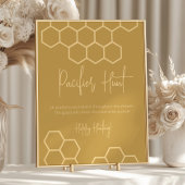 ハニーゴールデンベージュベビーシャワーおしゃぶり狩りサイン ポスター