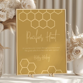 ハニーゴールデンベージュベビーシャワーおしゃぶり狩りサイン ポスター