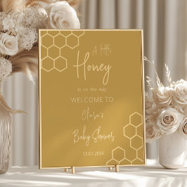 ハニーゴールデンミニマルベージュベビーシャワーウェルカム ポスター