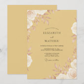 ハニーゴールドの芍薬の結婚式 招待状 (正面/裏面)