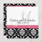 ハニーサックルのピンクのモノグラムの結婚式招待状 招待状 (正面/裏面)