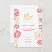 ハニーサックルの花の夏の第21誕生日の招待 招待状 (正面/裏面)