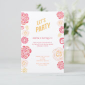 ハニーサックルの花の夏の第21誕生日の招待 招待状 (スタンド正面)