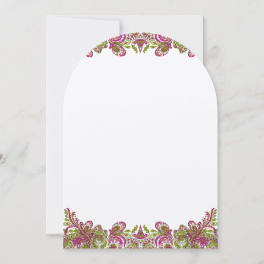 ハニーサックルアップルグリーンペイズリー結婚式招待状 招待状 (正面)