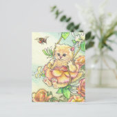 ハニーサックルバラかわいい子猫はがき ポストカード (スタンド正面)