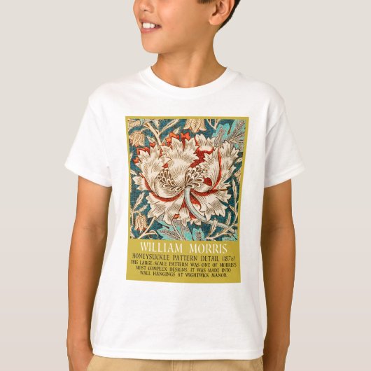 ハニーサックルパターン – ウィリアム・モリスデザイン Tシャツ (正面)