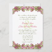 ハニーサックルピンクとアップルグリーンペイズリー結婚ズ 招待状 (裏面)