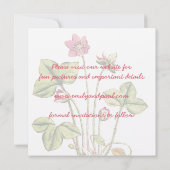 ハニーサックルピンクの花の植物保存日 セーブザデート (裏面)