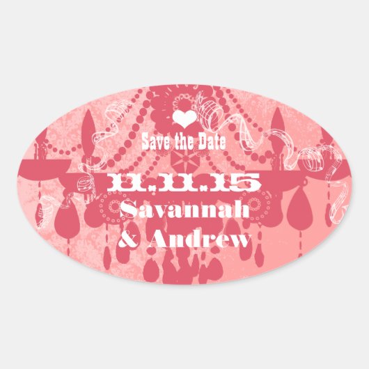 ハニーサックルピンクセレクトカラーヴィンテージシャンデリア 楕円形シール (正面)