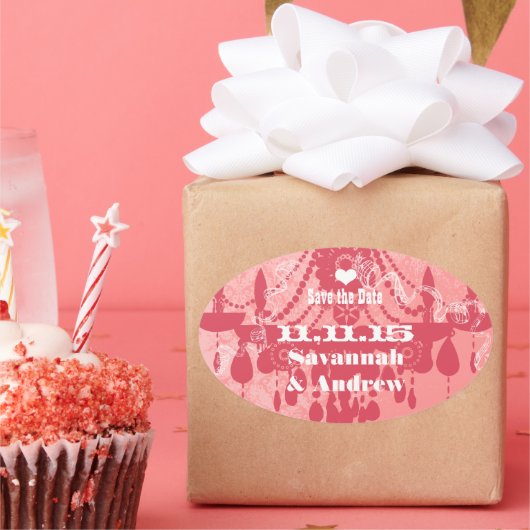 ハニーサックルピンクセレクトカラーヴィンテージシャンデリア 楕円形シール (パーティー)