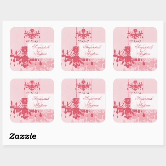 ハニーサックルピンクダマスクシャンデリア スクエアシール (シート)