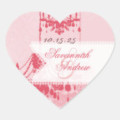 ハニーサックルピンクダマスクシャンデリア ハートシール (正面)