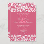ハニーサックルピンクダマスクスワーズ結婚式招待状 招待状 (正面/裏面)