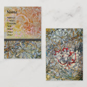 ハニーサックルピンクレッドホワイトブラウン金ゴールドイエローフローラ 名刺 (正面/裏面)