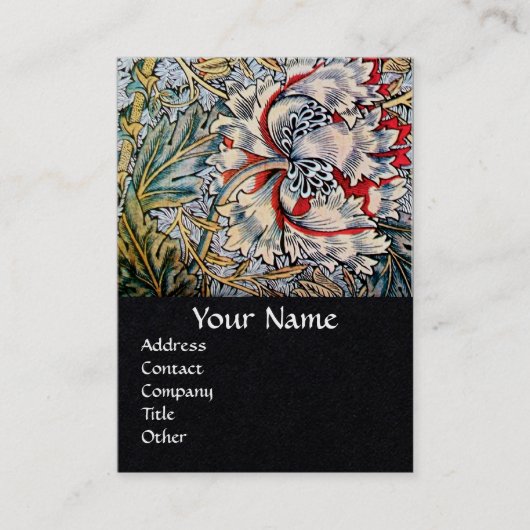 ハニーサックルピンクレッドホワイトブラックフローラ 名刺 (正面)