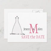 ハニーサックルピンク日付カードのド結婚レスを保存 案内ポストカード (正面/裏面)