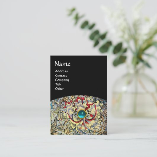 ハニーサックルファンタジーフローラアクアマリンブルージェムストーン 名刺 (スタンド正面)