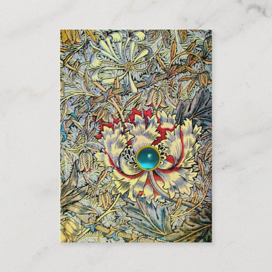 ハニーサックルファンタジーフローラアクアマリンブルージェムストーン 名刺 (裏面)