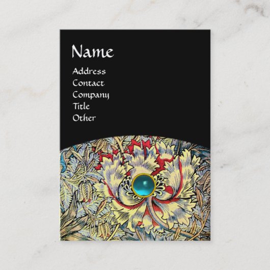 ハニーサックルファンタジーフローラアクアマリンブルージェムストーン 名刺 (正面)