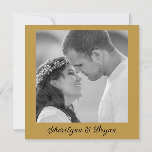 ハニーサックル写真ウェディング日付カードを保存 (裏面)