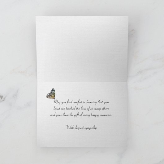 ハニーサックル花の蝶と悔やみや弔慰 カード (内部)