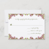 ハニーサックル&Chartreuseヴィンテージペイズリー結婚( 出欠カード (正面)