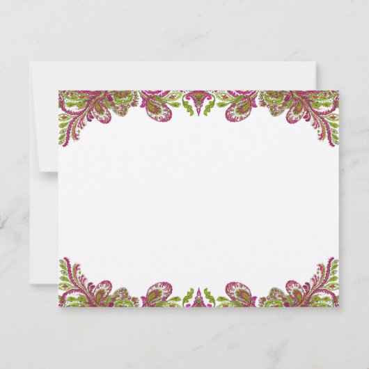 ハニーサックル&Chartreuseヴィンテージペイズリー結婚( 出欠カード (裏面)