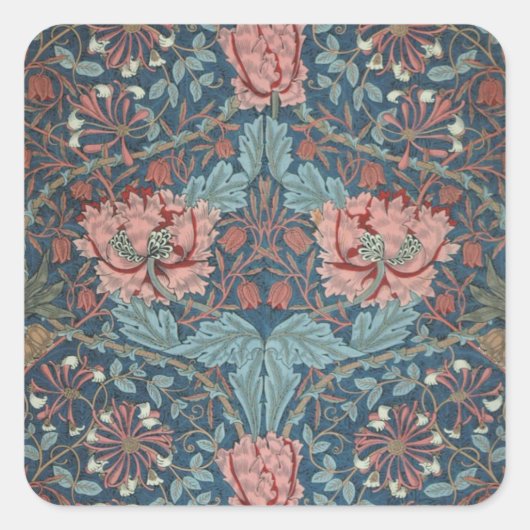 ハニーサックルby William Morris、ヴィンテージ・フラワーアート スクエアシール (正面)