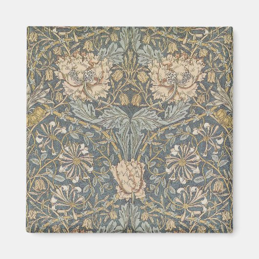 ハニーサックルby William Morris、ヴィンテージ・フラワーアート マグネット (正面)