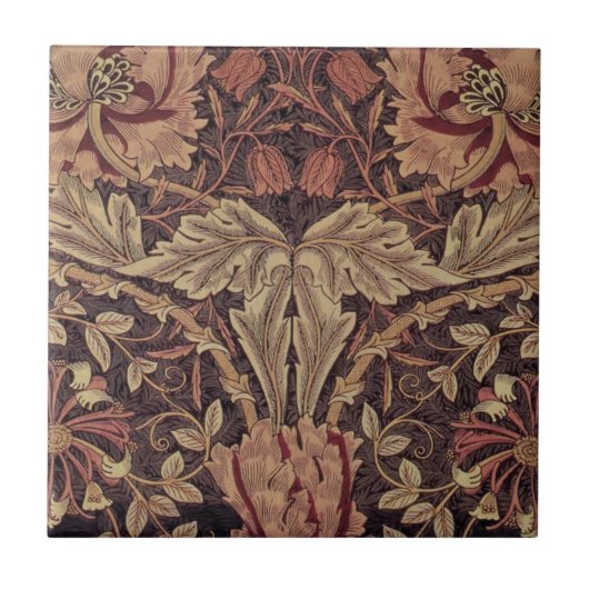 ハニーサックルby William Morris, Garden Flowers Art タイル (正面)