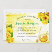 ハニージャイルイエローグリーンマザーへ蜂の赤ちゃんシャワー 招待状 (正面)