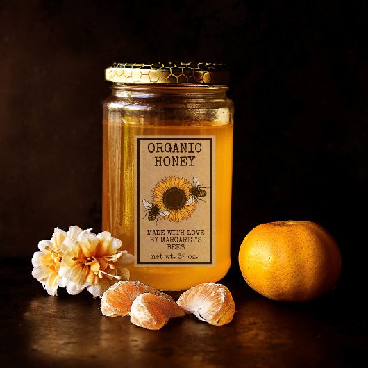 ハニージャベルズハニカムミツバチ養蜂場 長方形シール