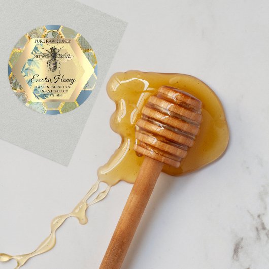 ハニージャムハニカムミツバチApiar Blue ラウンドシール