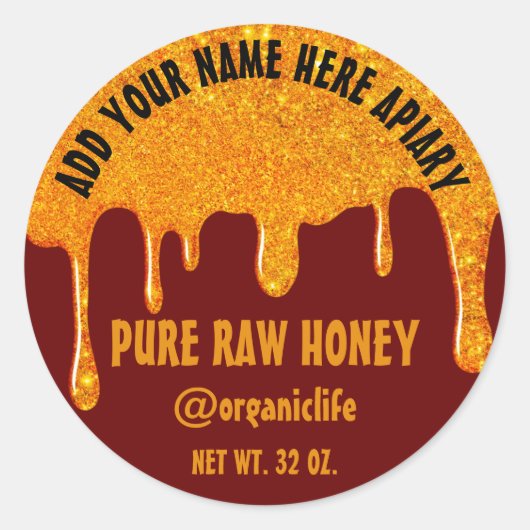 ハニージャムハニービーハニカム金ゴールドドリップスマルーン ラウンドシール (正面)