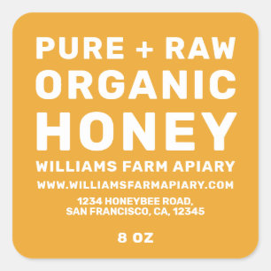 ハニージャモダンールラベルハニービーアピールイエロー スクエアシール