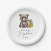 ハニージャーとテディベアの赤ちゃんシャワー ペーパープレート (正面)