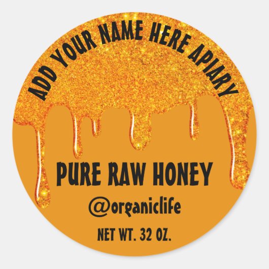 ハニージャーブニツバチハニカム金ゴールドドリップオレンジ ラウンドシール (正面)