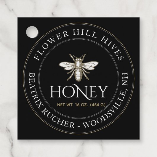 ハニージャールネックラベルブラックフランスのビー フェイバータグ (正面)