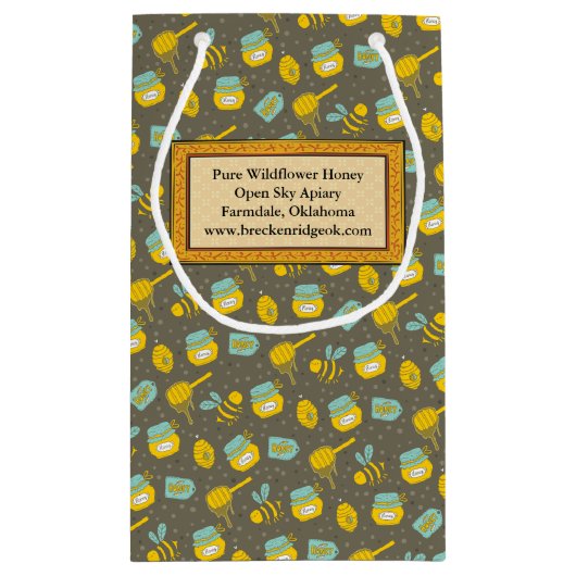 ハニースプーン模様ラベル スモールペーパーバッグ (裏面)