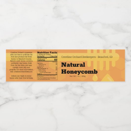 ハニースプーン櫛蜂蜜ボックスラベル ペットボトルラベル (シングルラベル)