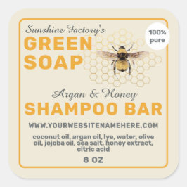 ハニーソープシャンプーバーイエローアンティークホワイト スクエアシール