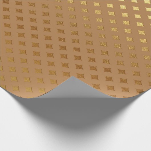 ハニーダイヤモンドカットブラウンマルーンセピア金ゴールドメタリック ラッピングペーパー (角)