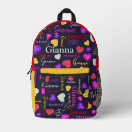 ハニーダイヤモンド、ピンクの赤い黄色の名前をカスタムする プリントバックパック