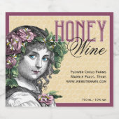 ハニーチャイルドミツバチとバラ リキュールボトルラベル (シングルラベル)