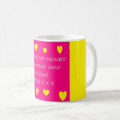 ハニーテディベアのメッセージ黄色のピンクマグ コーヒーマグカップ (正面右)