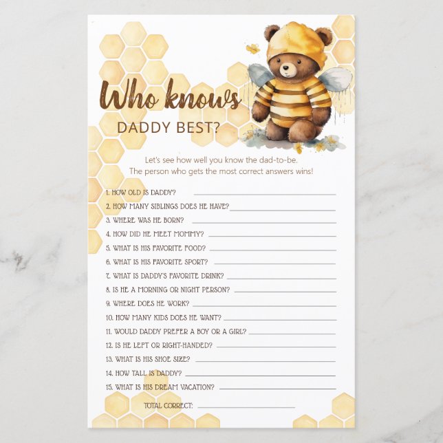 ハニーテディベア誰がパパを知っ最高のている？ (正面)