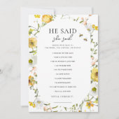 ハニーテーマ彼は彼女はブライダルシャワーゲームを言った 招待状 (正面)