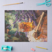 ハニーディッパーとラベンダーの風光明媚なデコパージュ 薄葉紙 (クラフト)