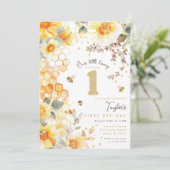 ハニーデー  バンブルビー 1歳の誕生日 お花 招待状 (スタンド正面)