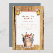 ハニードバーベールバケットカップルズウェディングシャワー 招待状 (正面/裏面)